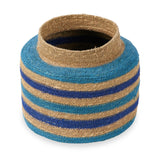 Seagrass Stripe Round Basket Turquoise from Roseland Furniture