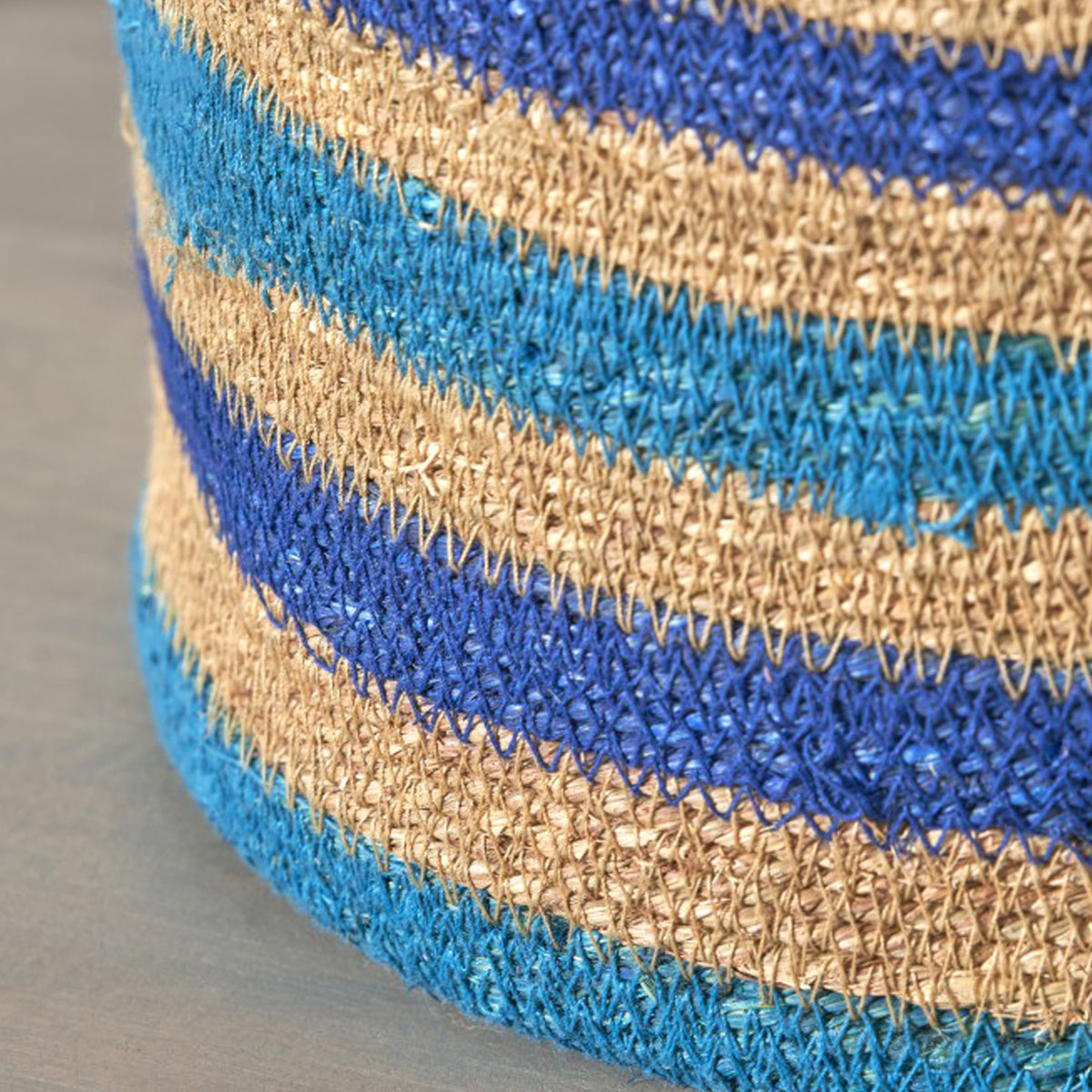 Seagrass Stripe Round Basket Turquoise from Roseland Furniture