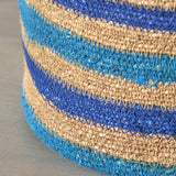 Seagrass Stripe Round Basket Turquoise from Roseland Furniture