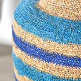 Seagrass Stripe Round Basket Turquoise from Roseland Furniture