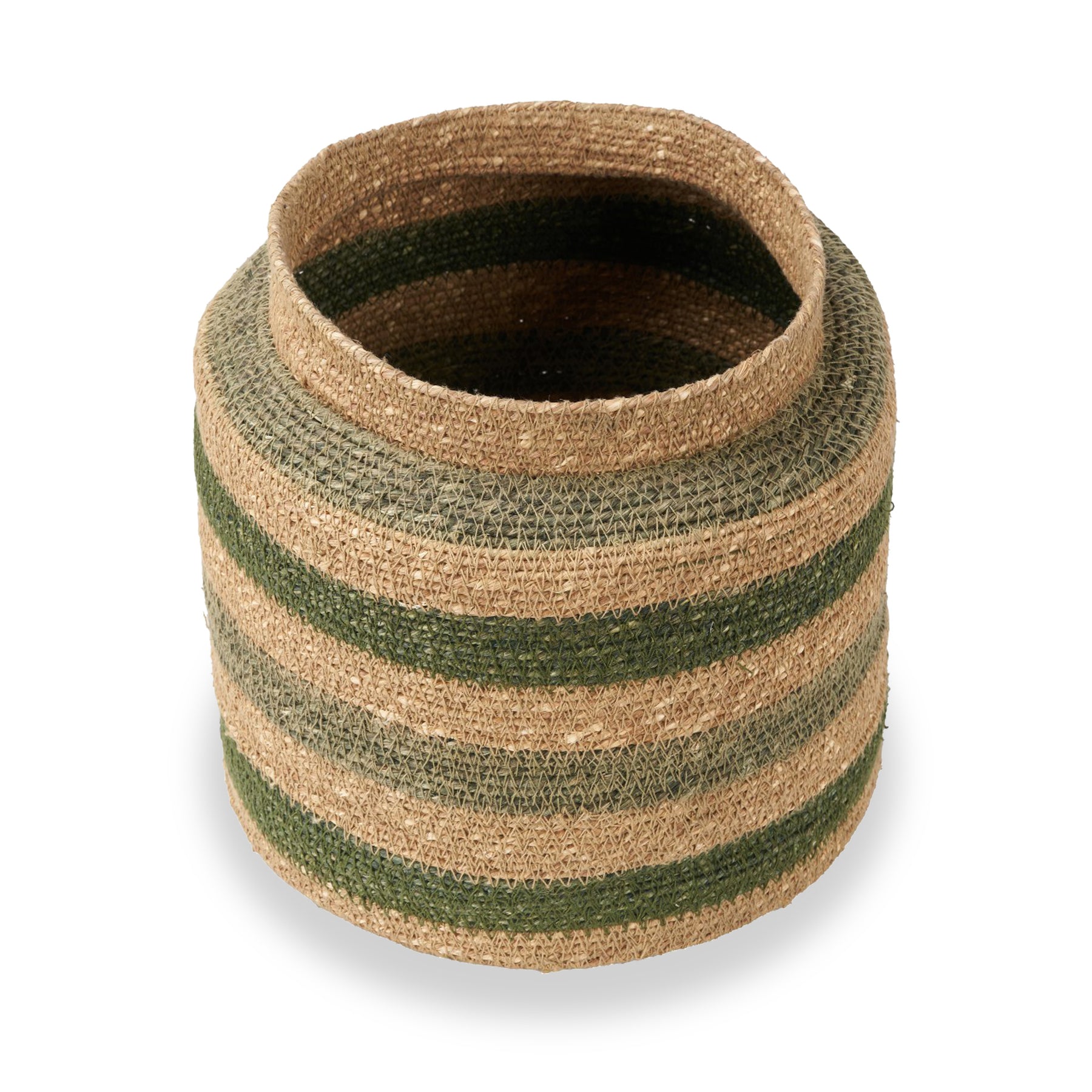 Seagrass Stripe Round Basket Green from Roseland Furniture