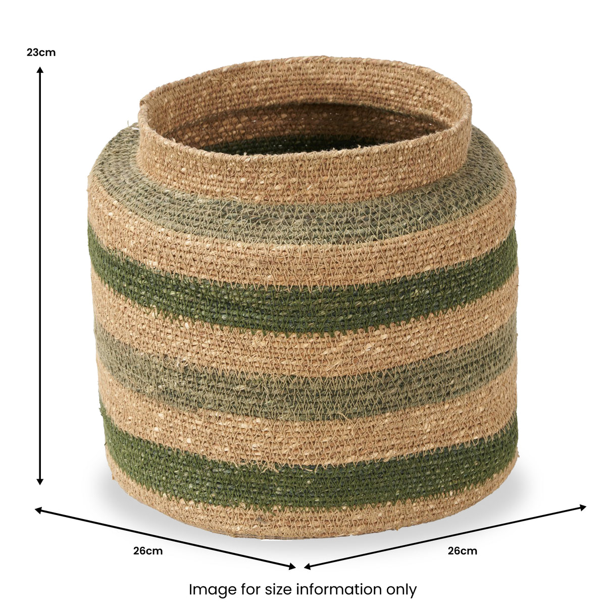 Seagrass Stripe Round Basket Green from Roseland Furniture