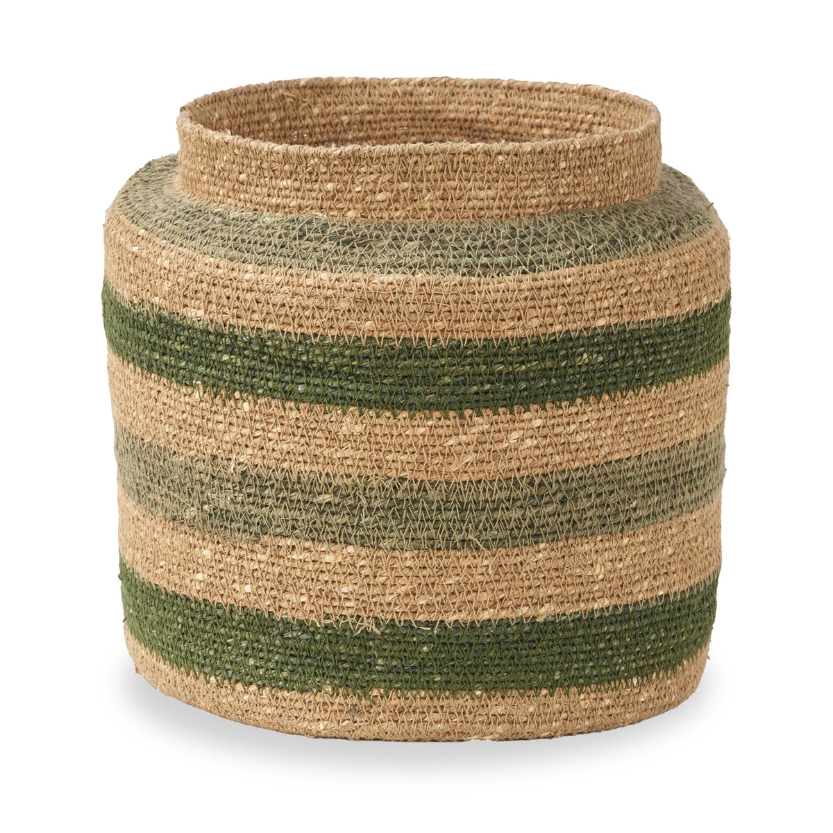 Seagrass Stripe Round Basket Green from Roseland Furniture