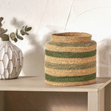 Seagrass Stripe Round Basket Green from Roseland Furniture