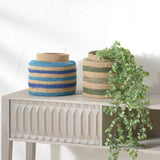 Seagrass Stripe Round Basket Green from Roseland Furniture