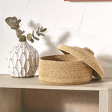 Seagrass Natural Lidded Round Basket from Roseland Furniture