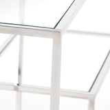Aleandra Clear Glass and Silver Metal Console Table from Roseland Furniture