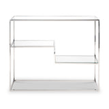Aleandra Clear Glass and Silver Metal Console Table from Roseland Furniture