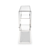Aleandra Clear Glass and Silver Metal Console Table from Roseland Furniture