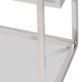 Aleandra Clear Glass and Silver Metal Side Table from Roseland Furniture