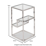 Aleandra Clear Glass and Silver Metal Side Table from Roseland Furniture