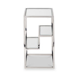 Aleandra Clear Glass and Silver Metal Side Table from Roseland Furniture