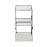 Aleandra Clear Glass and Silver Metal Side Table from Roseland Furniture