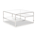 Aleandra Clear Glass and Silver Metal Coffee Table from Roseland Furniture