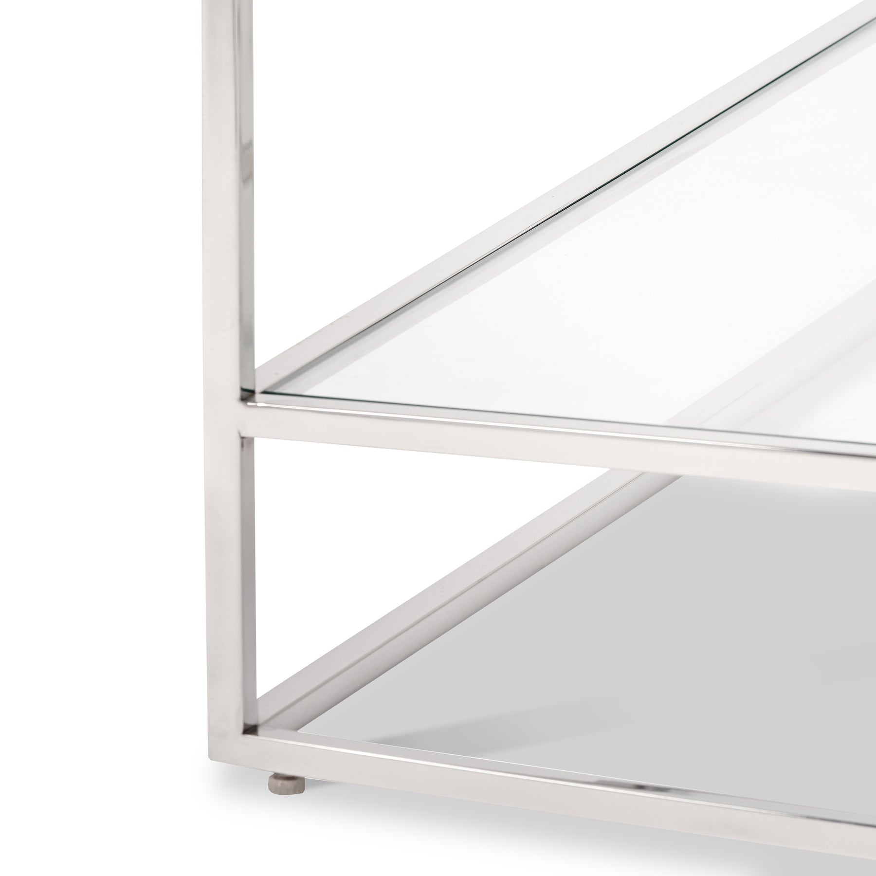 Aleandra Clear Glass and Silver Metal Coffee Table from Roseland Furniture