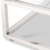 Aleandra Clear Glass and Silver Metal Coffee Table from Roseland Furniture