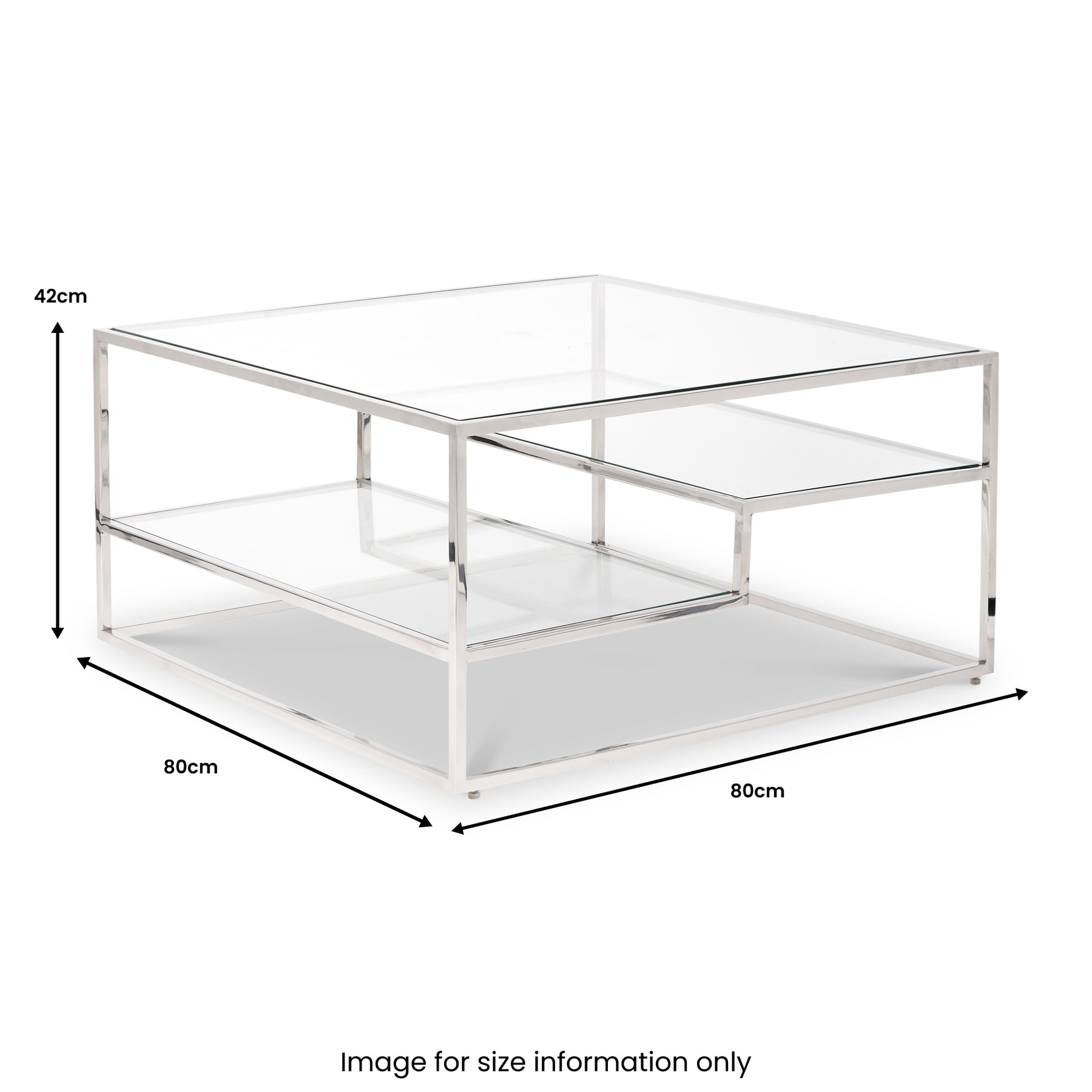 Aleandra Clear Glass and Silver Metal Coffee Table from Roseland Furniture