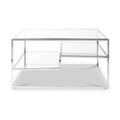 Aleandra Clear Glass and Silver Metal Coffee Table from Roseland Furniture