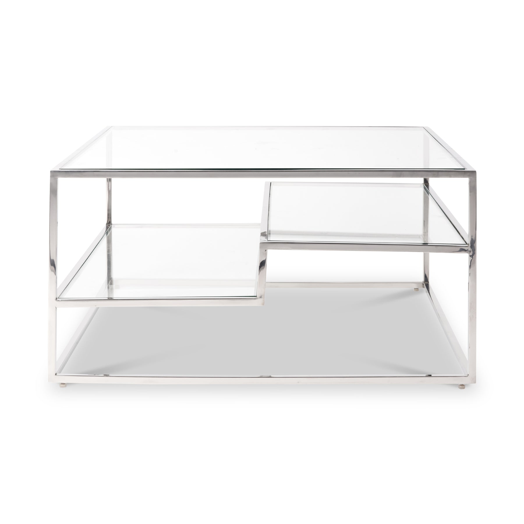 Aleandra Clear Glass and Silver Metal Coffee Table from Roseland Furniture