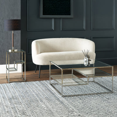 Aleandra Clear Glass and Silver Metal Coffee Table