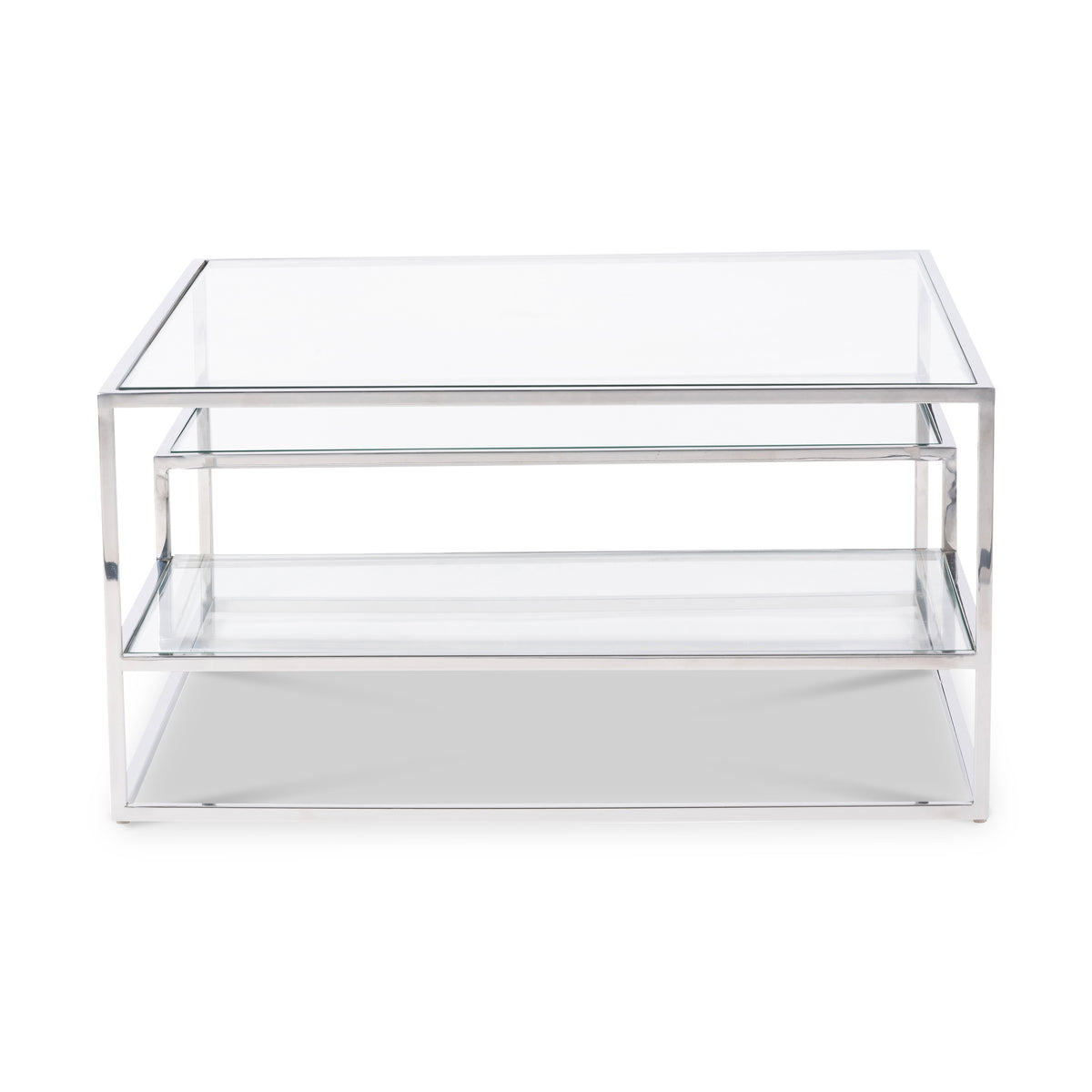 Aleandra Clear Glass and Silver Metal Coffee Table from Roseland Furniture