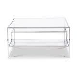 Aleandra Clear Glass and Silver Metal Coffee Table from Roseland Furniture
