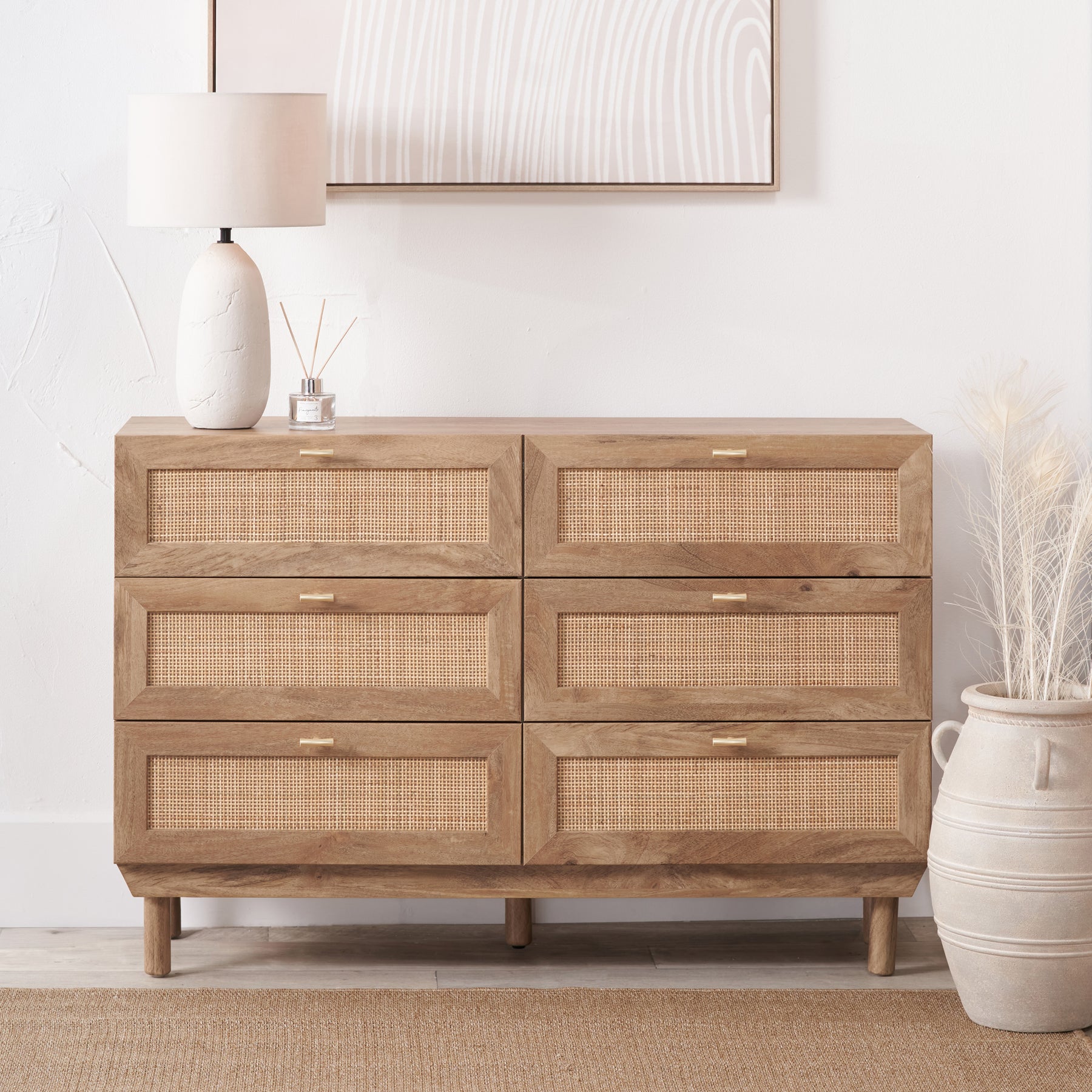 Henrik Natural Rattan 6 Drawer Unit from Roseland Furniture