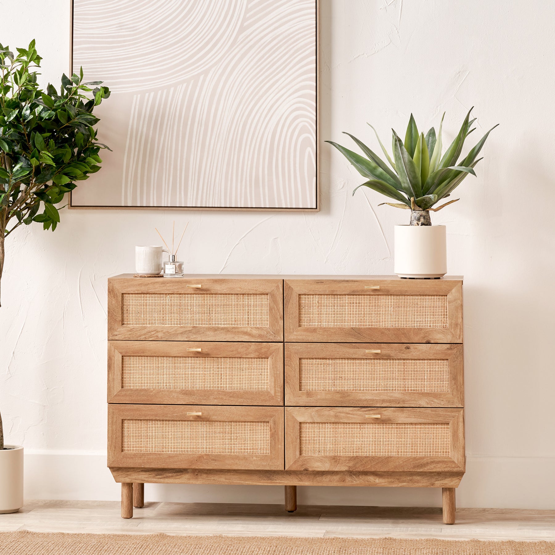 Henrik Natural Rattan 6 Drawer Unit from Roseland Furniture