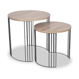 Atri S2 Dark Oak Wood and Black Metal Side Tables from Roseland Furniture