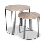 Atri S2 Dark Oak Wood and Black Metal Side Tables from Roseland Furniture