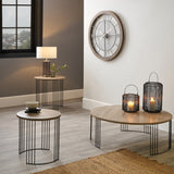 Atri S2 Dark Oak Wood and Black Metal Side Tables from Roseland Furniture