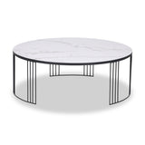 Atri White Marble and Black Metal Coffee Table from Roseland Furniture