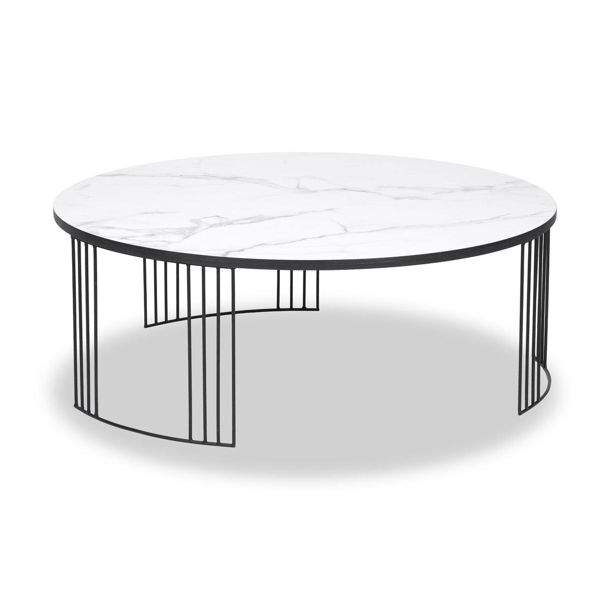 Atri White Marble and Black Metal Coffee Table from Roseland Furniture