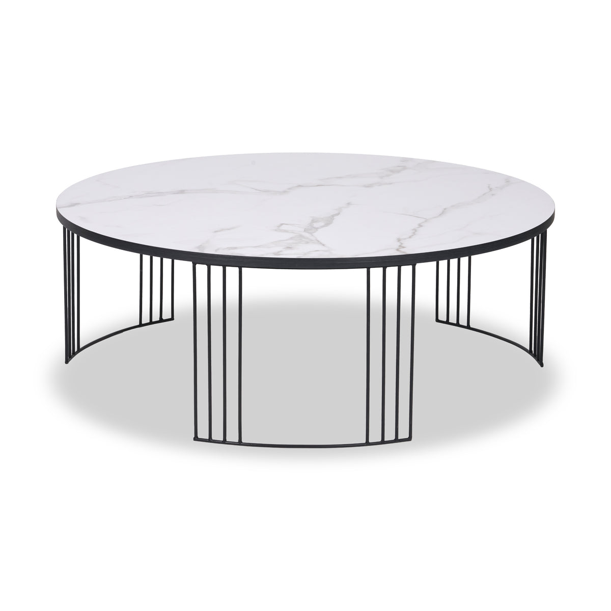 Atri White Marble and Black Metal Coffee Table from Roseland Furniture