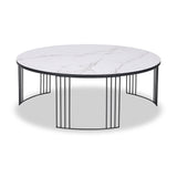 Atri White Marble and Black Metal Coffee Table from Roseland Furniture
