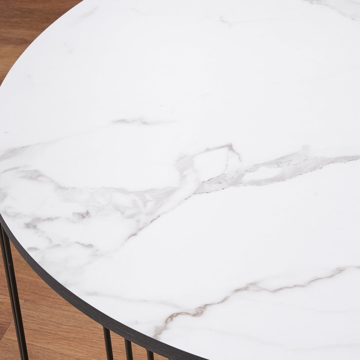 Atri White Marble and Black Metal Coffee Table from Roseland Furniture