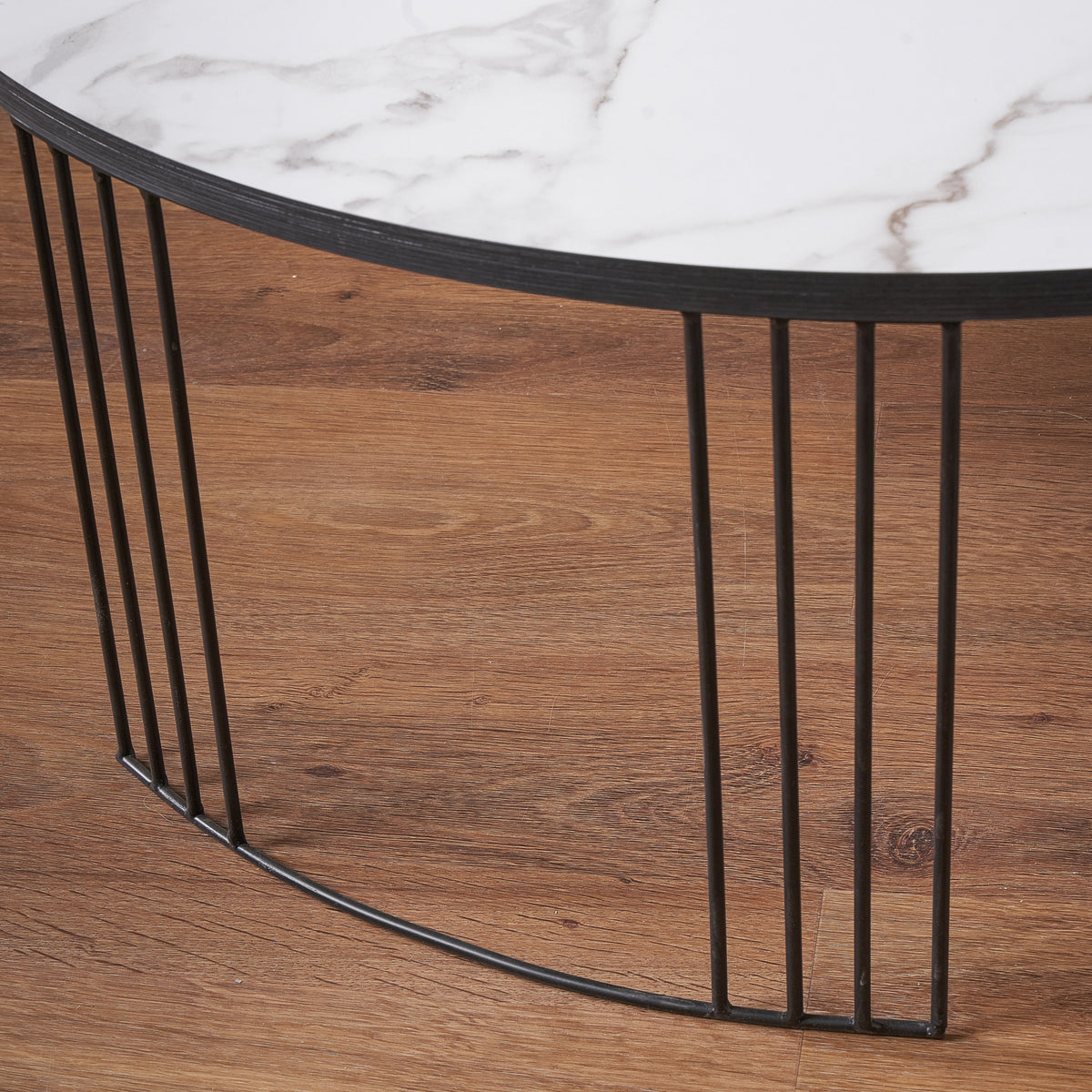 Atri White Marble and Black Metal Coffee Table from Roseland Furniture