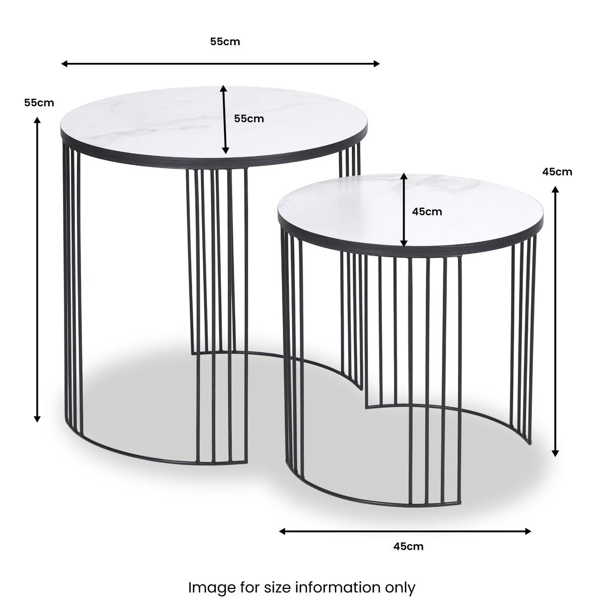 Atri S2 White Marble and Black Metal Side Tables from Roseland Furniture