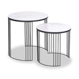 Atri S2 White Marble and Black Metal Side Tables from Roseland Furniture