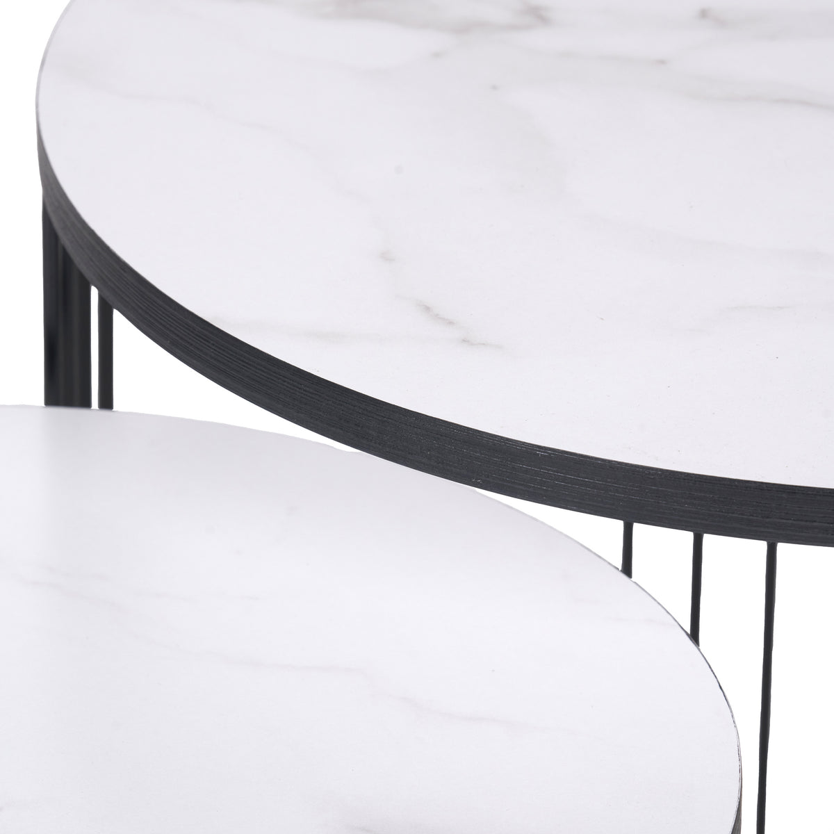 Atri S2 White Marble and Black Metal Side Tables from Roseland Furniture