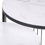 Atri S2 White Marble and Black Metal Side Tables from Roseland Furniture