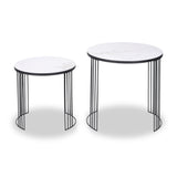 Atri S2 White Marble and Black Metal Side Tables from Roseland Furniture