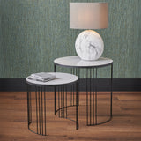 Atri S2 White Marble and Black Metal Side Tables from Roseland Furniture