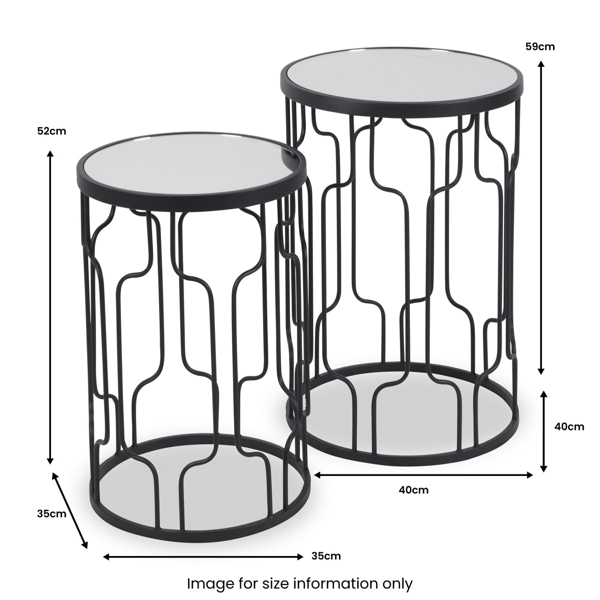 Caprisse S2 Mirror and Graphite Metal Side Tables from Roseland Furniture