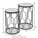 Caprisse S2 Mirror and Graphite Metal Side Tables from Roseland Furniture