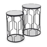 Caprisse S2 Mirror and Graphite Metal Side Tables from Roseland Furniture