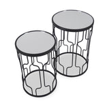 Caprisse S2 Mirror and Graphite Metal Side Tables from Roseland Furniture