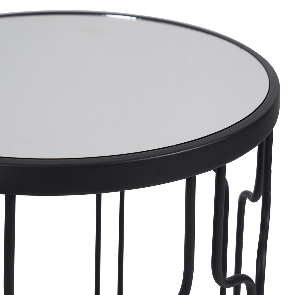 Caprisse S2 Mirror and Graphite Metal Side Tables from Roseland Furniture