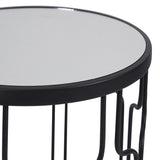 Caprisse S2 Mirror and Graphite Metal Side Tables from Roseland Furniture