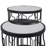 Caprisse S2 Mirror and Graphite Metal Side Tables from Roseland Furniture